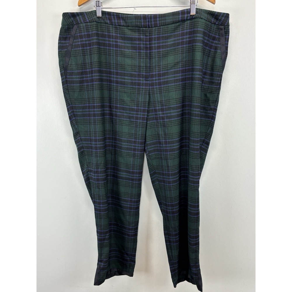 NEW! Talbots Wool Plaid Dress Pants Women's 24W Plus Grosgrain Trim Old Money